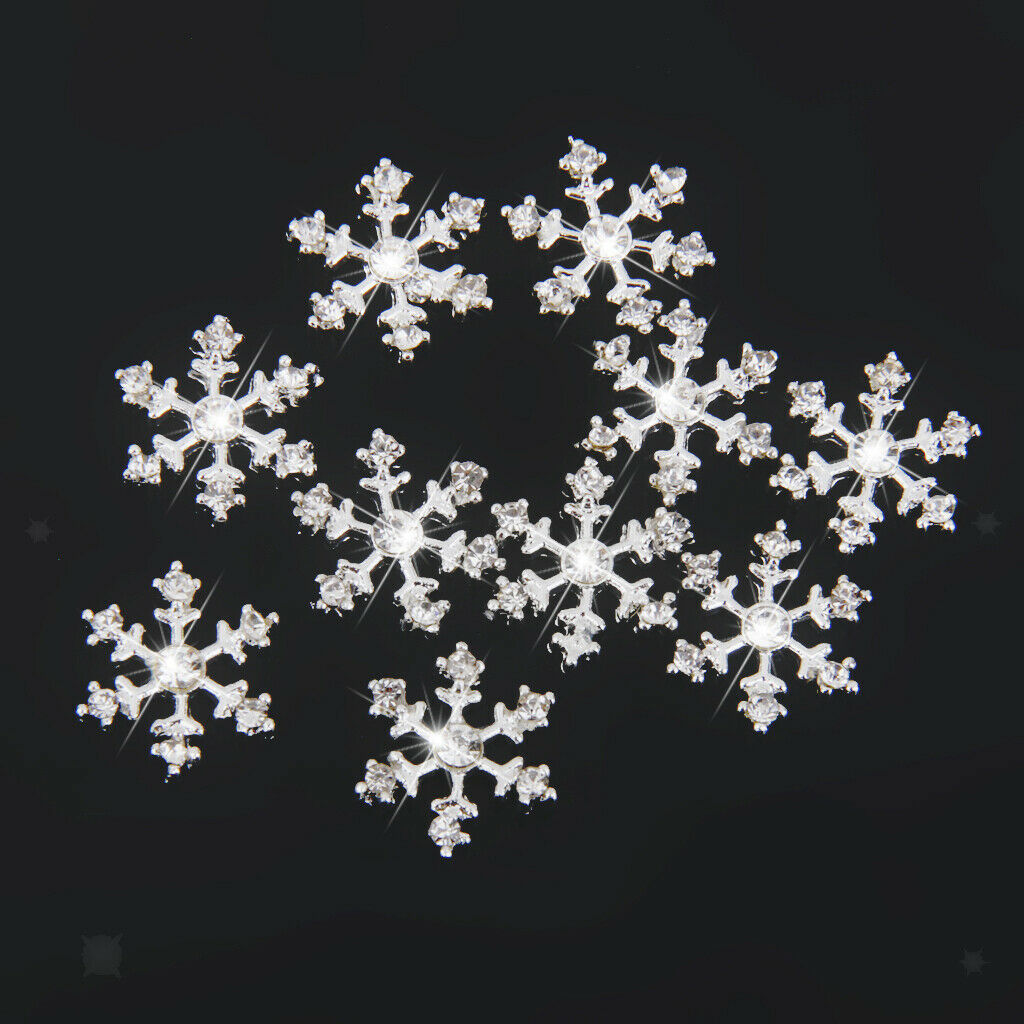 10x Flat Button Snowflake Hairclip Hairpin Decor Crystal Button 14x14mm
