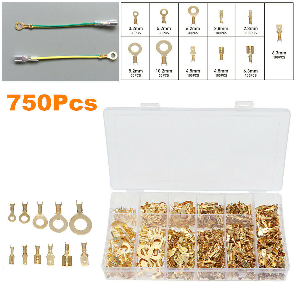 750Pcs Box Insert Spring Terminal Insulated Car Wire Crimp Cable Connector Kit