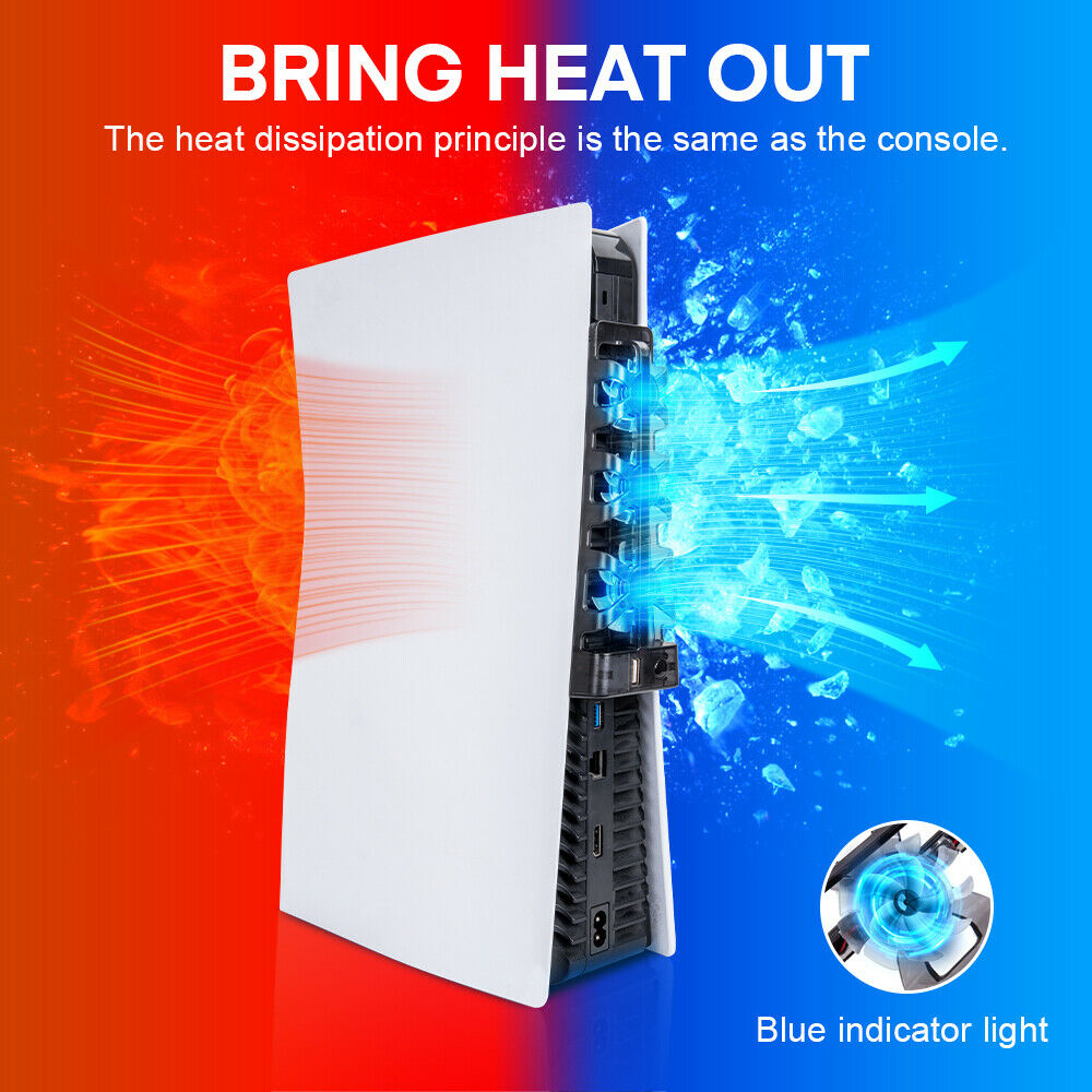 For PS5 Console Cooler Fans LED Indicator for Sony PS5 Console Cooling Cooler