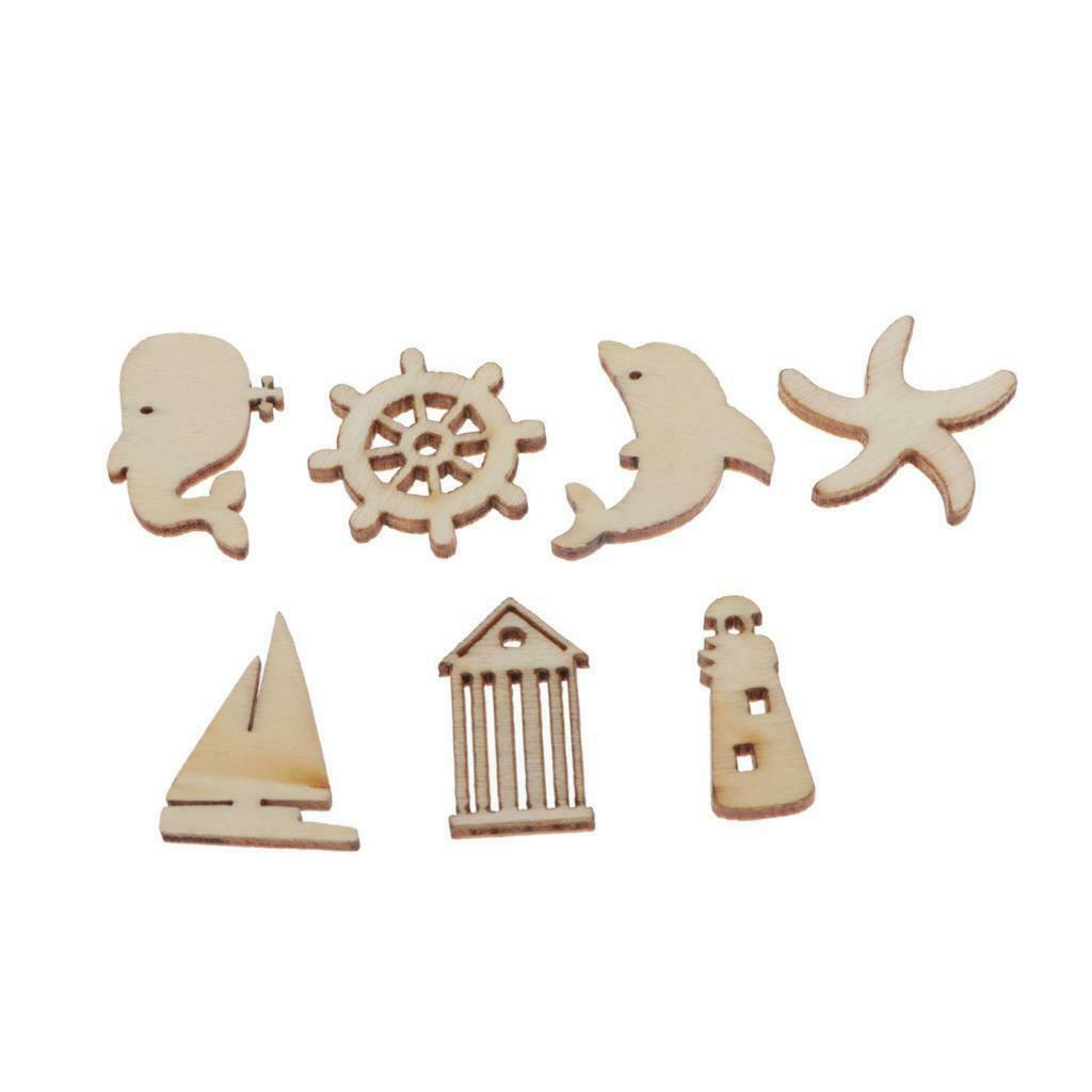 Pack of 100 Wooden Sea Series Embellishments for Wedding Christmas Ornaments DIY