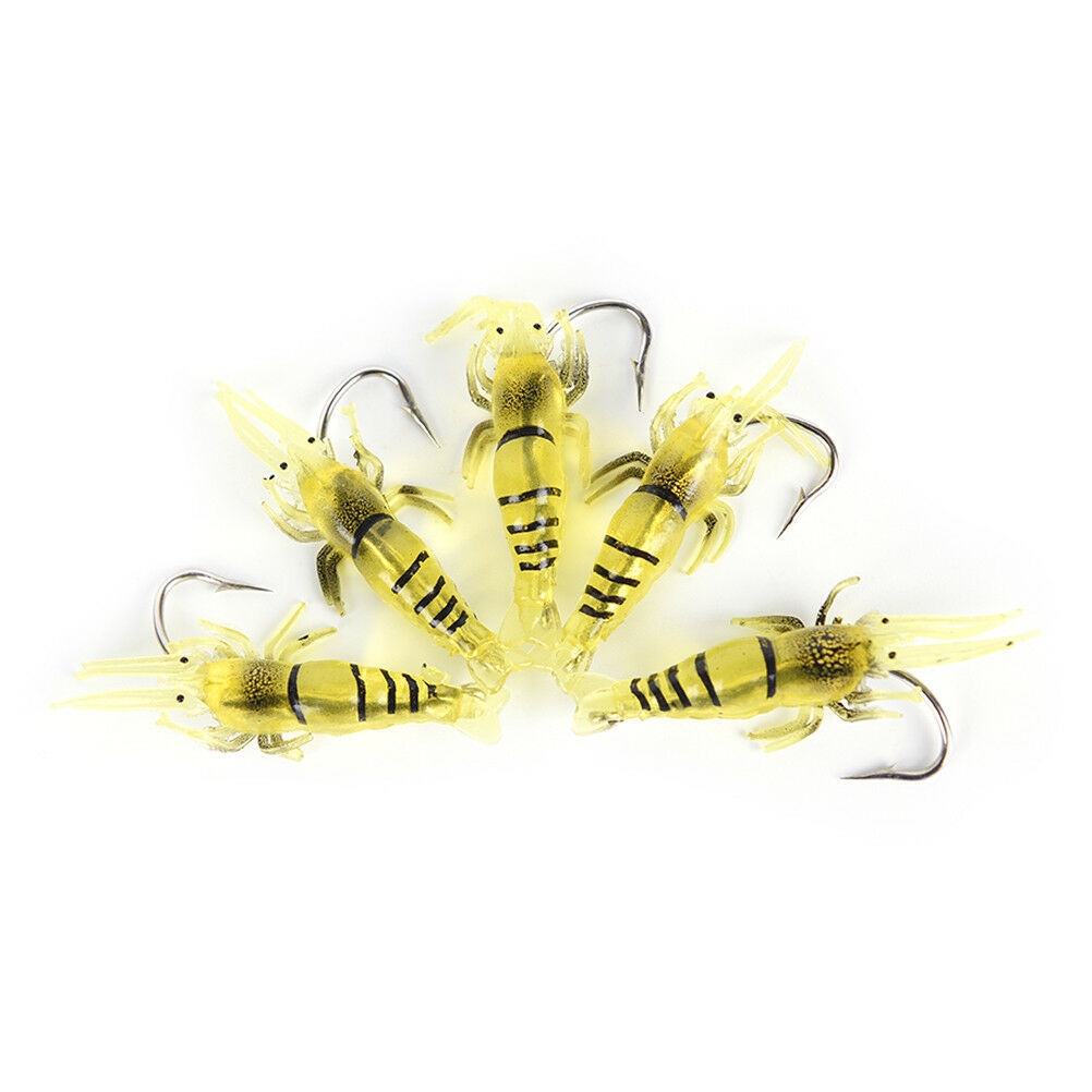 5x Shrimp Lures Soft Squid Jigs Lake Worm Prawn Fishing Lures Artificial B.l8