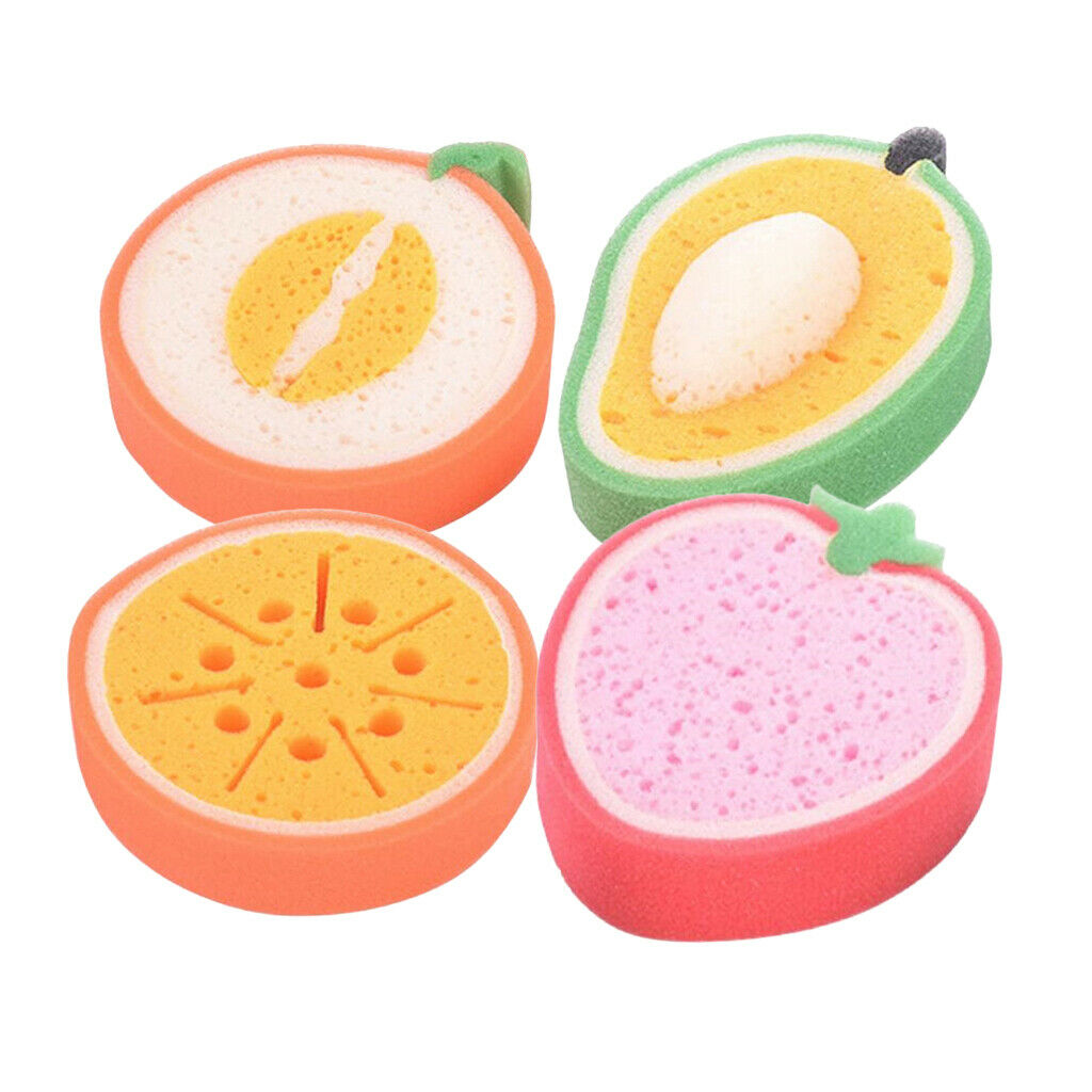 4Pcs/Set Fruit Shape Sponge Cleaning Brush for Kitchen Bathing Multi-functional