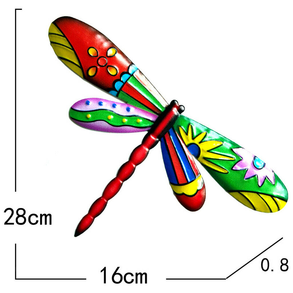 P4cs Metal Dragonfly Wall Decor Outdoor Statues Fence Hanging Decoration
