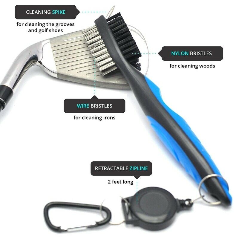 Golf Gear Cleaning Kit Microfiber Towelwith Carabiner Club Brush Club GrooveD3H4