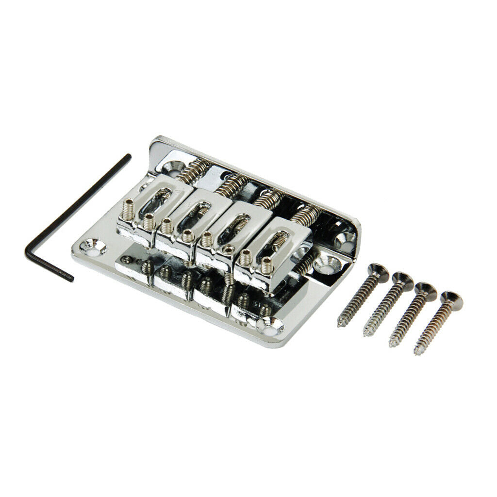 1 Set Zinc Alloy 4 String Bass Bridge with Wrench Screws for Guitar Bass