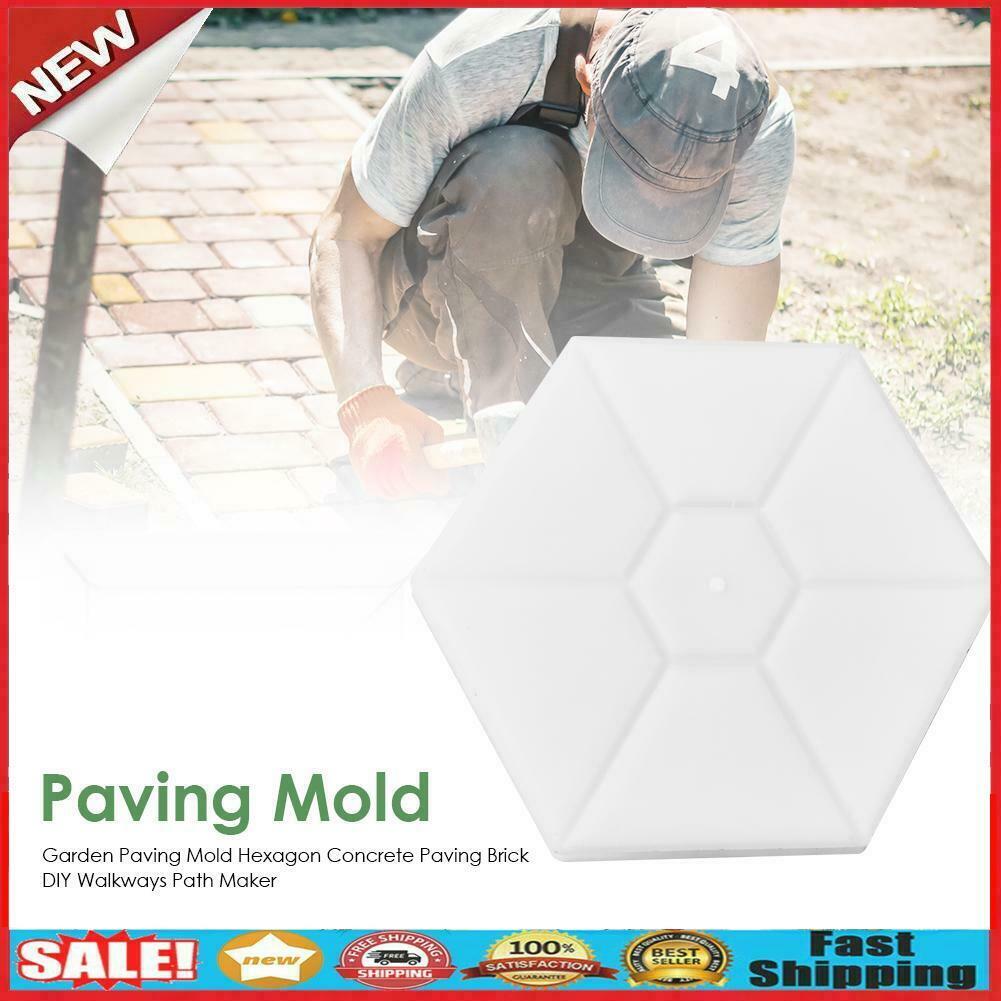 Garden Paving Mold Hexagon Concrete Paving Brick DIY Walkways Path Maker @