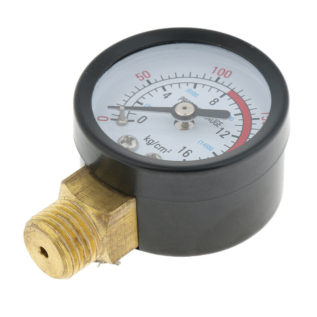 Water Pressure Gauge 0-220psi Male NPT Brass Thread M14x1.5mm