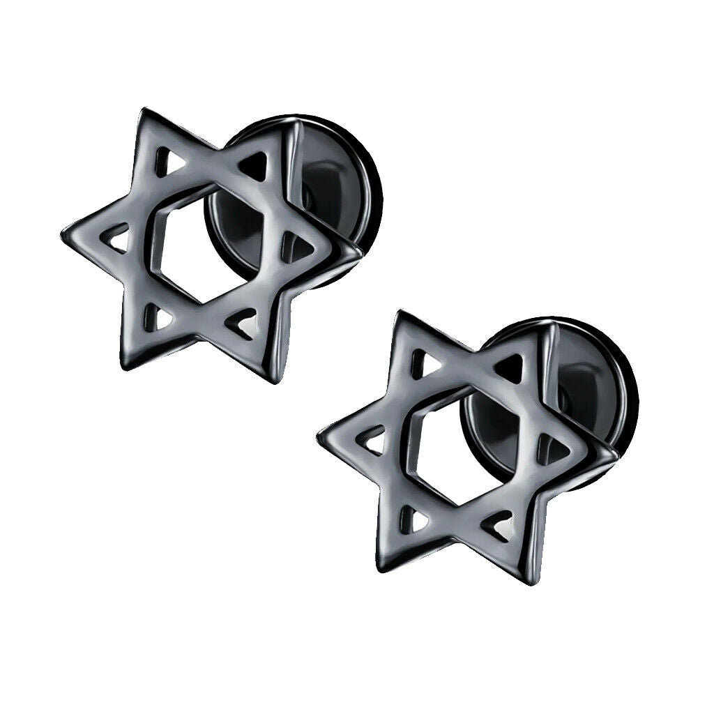 Star of David Stainless Steel Ear Studs Earrings Screw Fashion Lady Man Gift
