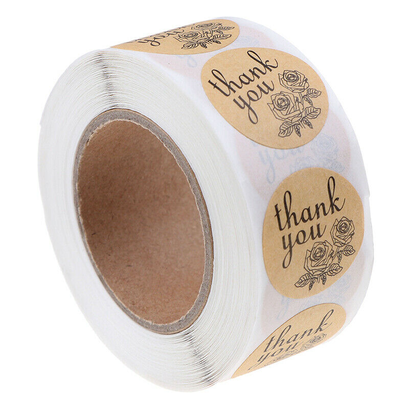 500pcs/roll Natural Kraft Rose Thank You Stickers seal labels Baking stickerDD