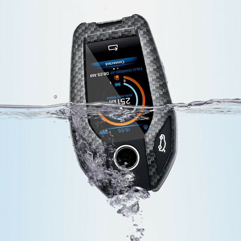 Carbon Fiber Style Remote Key Case Cover Chain fit for BMW 5 6 7 Series X3 X4 X5
