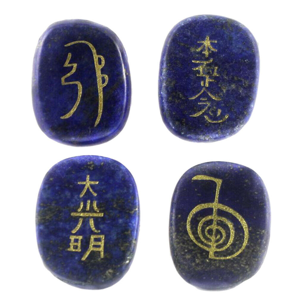 4 Pieces Crystal Pebble Eggstone Polish Sculpture Lapis Lazuli Jewels Decorative