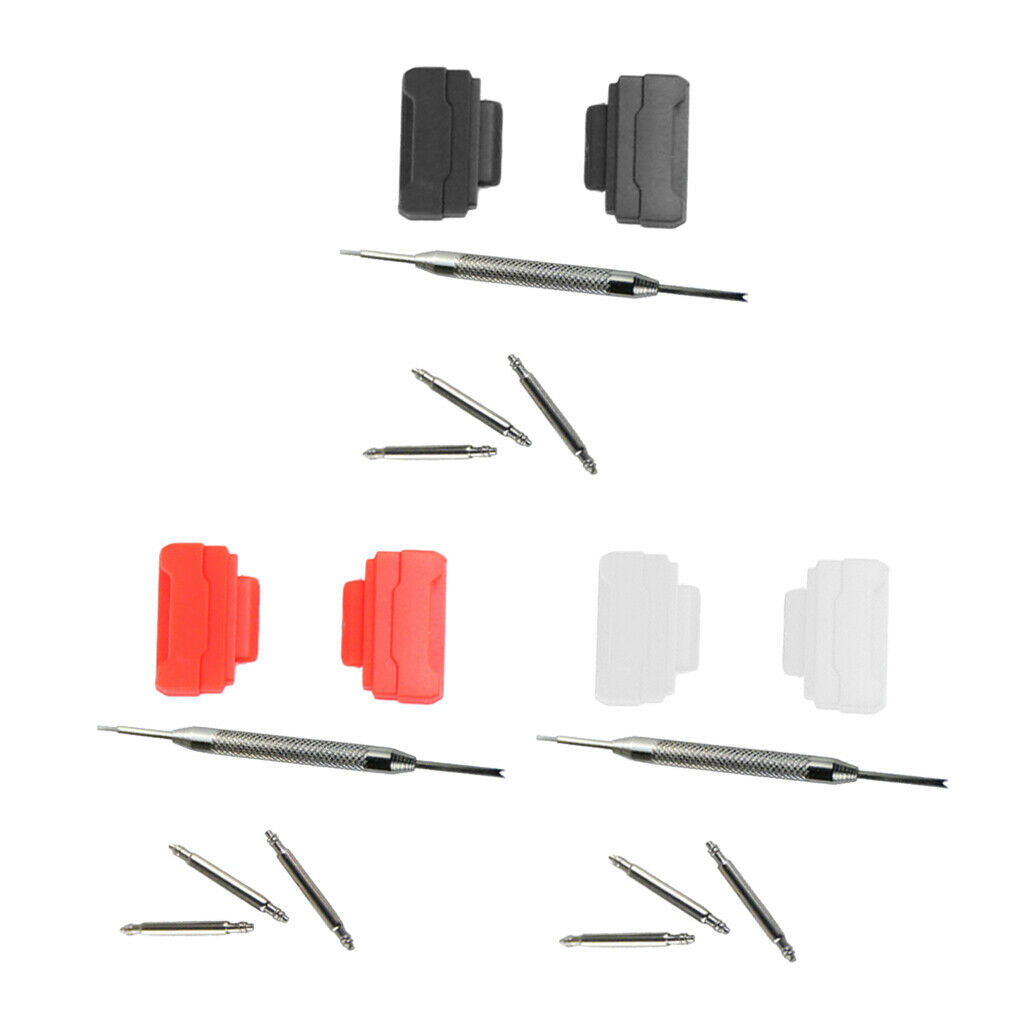 3Set 16mm Black White Red Wristwatch Watch Band Strap Adapter Kit DIY New