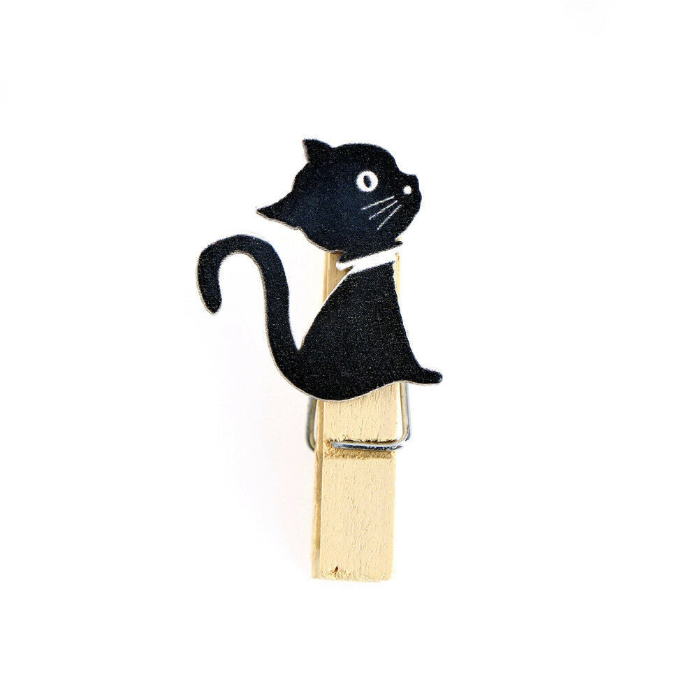 Cat wooden clips with hemp rope photo clip wood paper clip for bag DIY toolsBDAU
