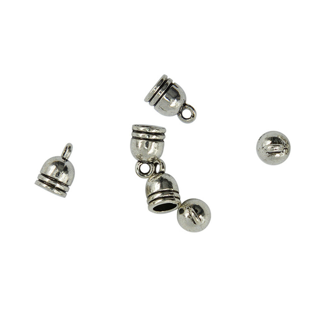100x Alloy Bell Shape Bead Leather Cord End   Tube Jewelry Findings 5mm