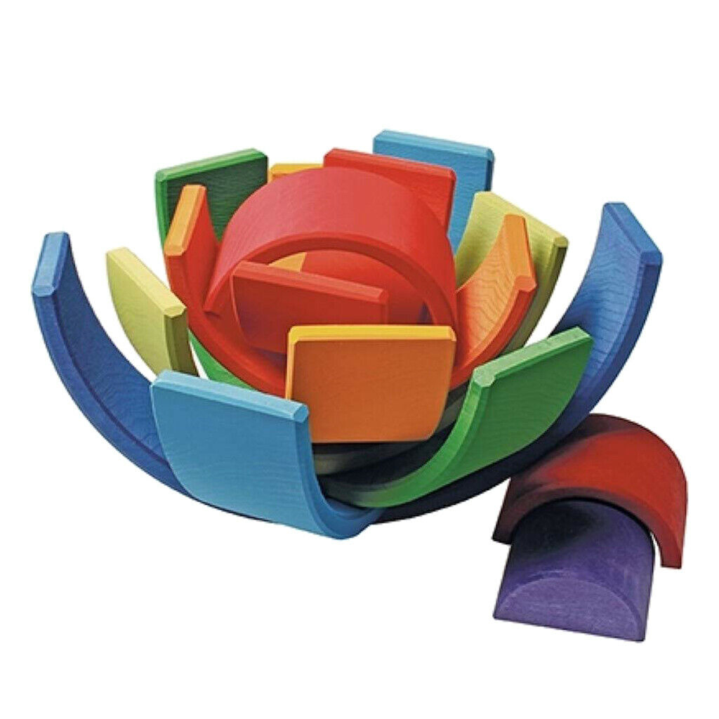 Wooden Rainbow Stacking Toddler Montessori Educational Toys Birthday Gifts