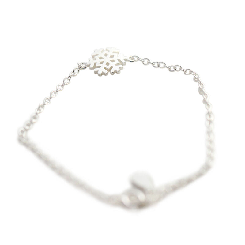 New Fashion Charm Women Girl Snowflake Shape Bangle Wrap Chain Bracelet JO.l8