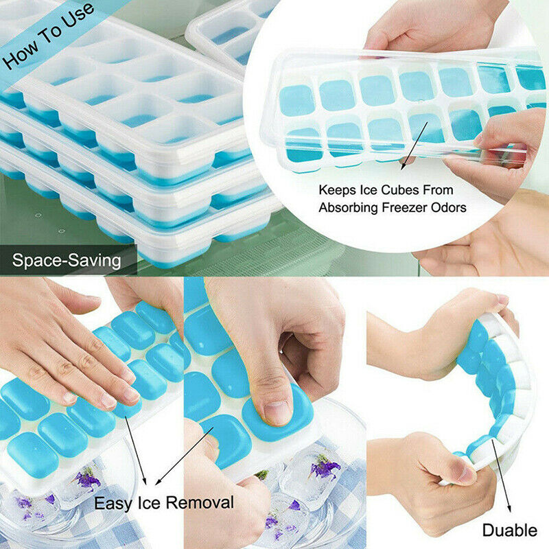 Silicone Ice Cube Tray Ices Jelly Maker Mold Trays with Lid for Whisky CocktaSJ