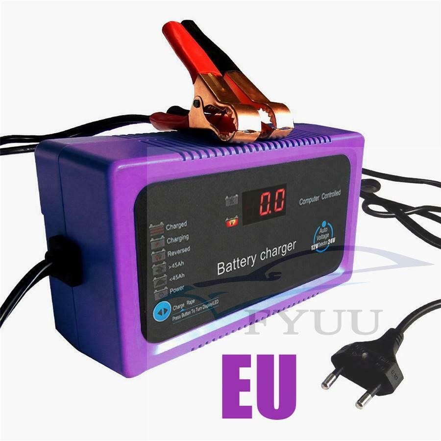 New 12V/24V 200AH Electric Car Intelligent Pulse Repair Battery Charger EU Plug