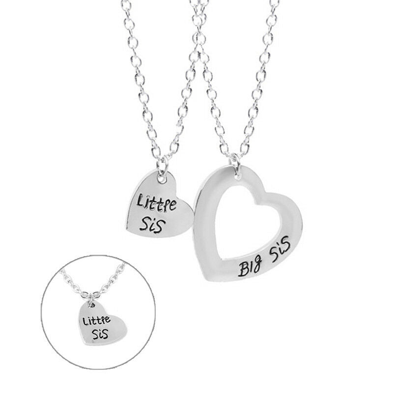 2Pcs Sister Necklace Matching "Little Sister Big Sister" Pendant NecklMUSGM TH