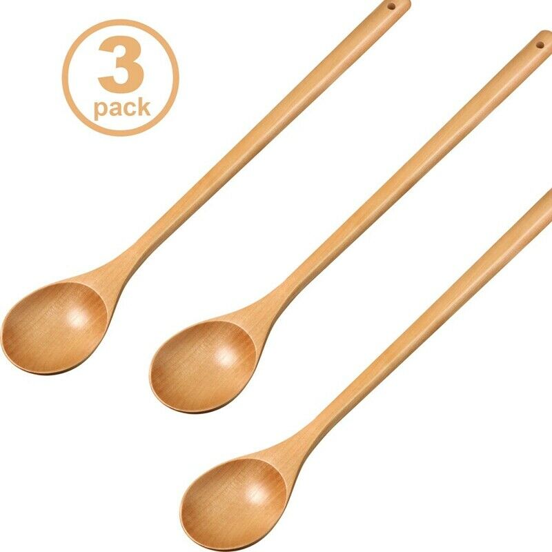 Wood Mixing Spoon,Long Handle Wooden Spoons Wood Soup Spoons Cooking Spoon  O5O9