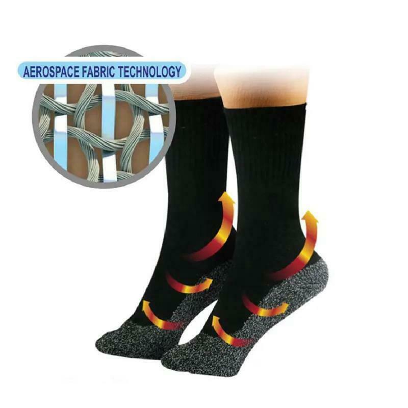 Men Women Winter Black Socks Thermal Plated Fiber Cycling Thicken Thermostatic