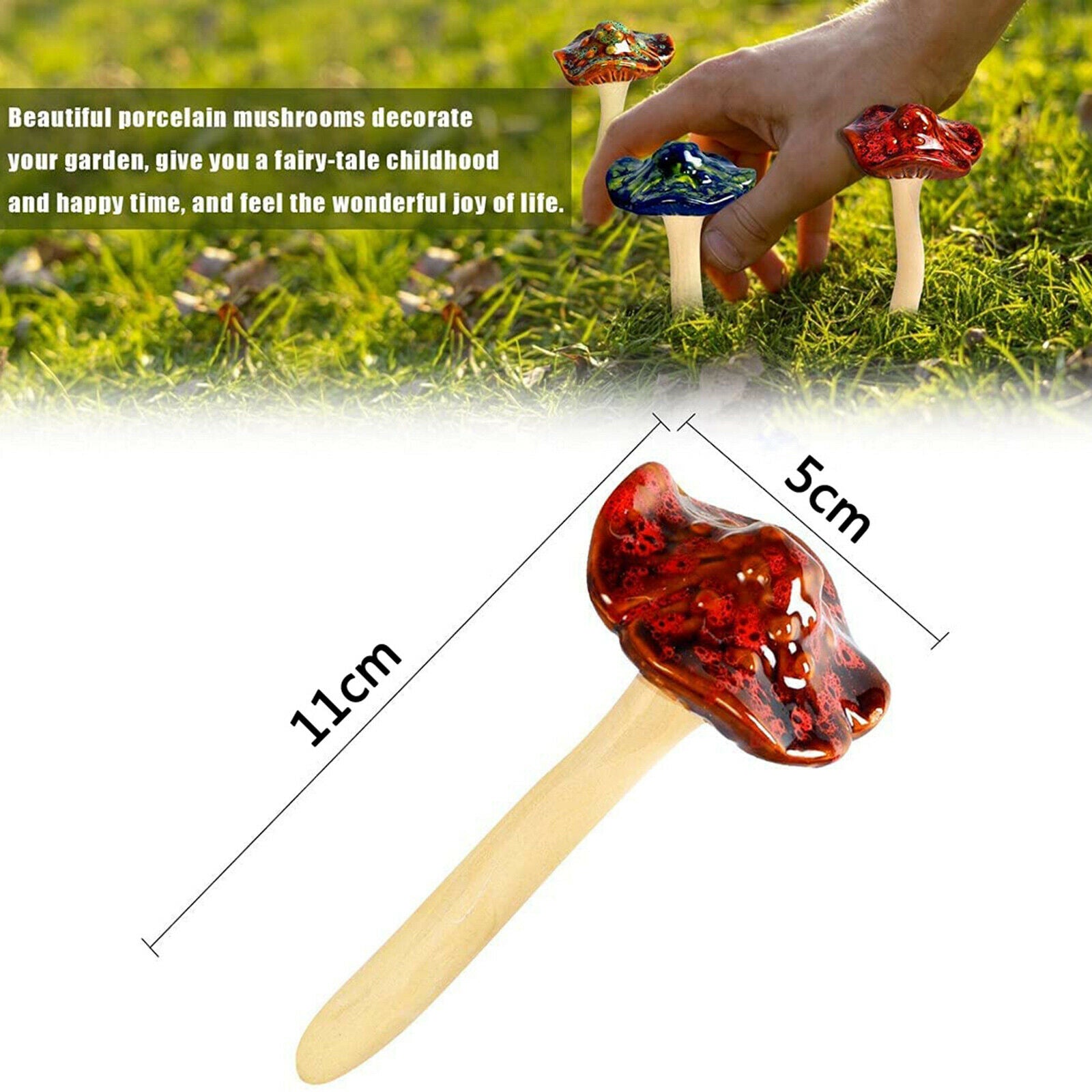 Ceramic Mushrooms Garden Decor Pottery Ornament for Fairy Garden Yard Lawn