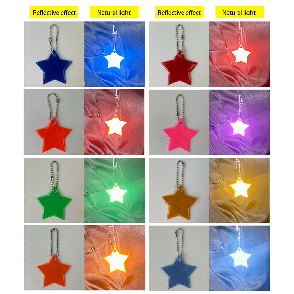 12Pcs Safety Reflector Pendant Star Reflector Pendant For Kids Backpack Cycling