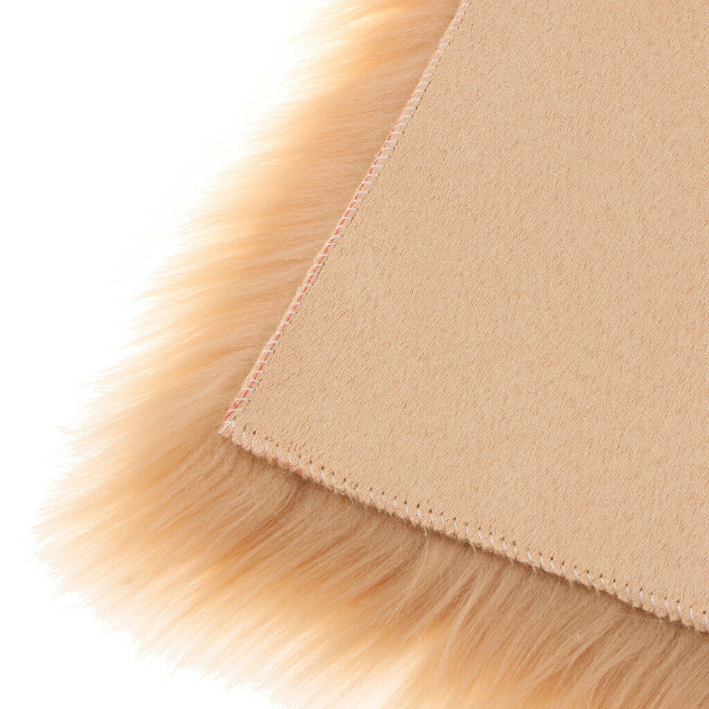 80x50cm Shaggy Sheepskin Rug Soft Non Shed Carpet Rug 5cm Pile Camel