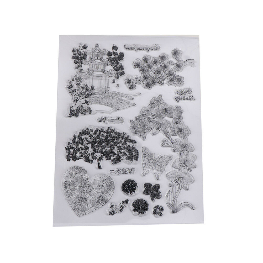 Transparent Clear Stamps Pavilion and tree for DIY Scrapbooking Card Maki.l8