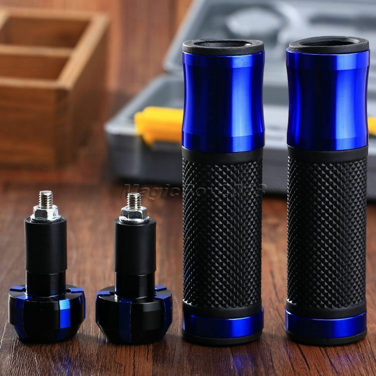 Blue 7/8" 1" CNC Rubber Hand Grips Bar Ends for Ducati 748 1999 1998 1997 1996