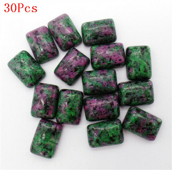 30Pcs 14x10x5mm Rose&Green Ruby in Fuchsite Rectangle Cab Cabochon DIY HH7276