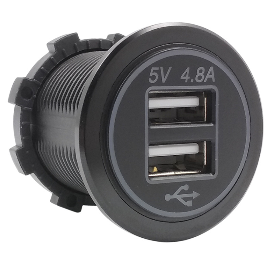 12V Cigarette Lighter Socket 2.4A Dual USB Charger Power Adapter Car Motorcycle
