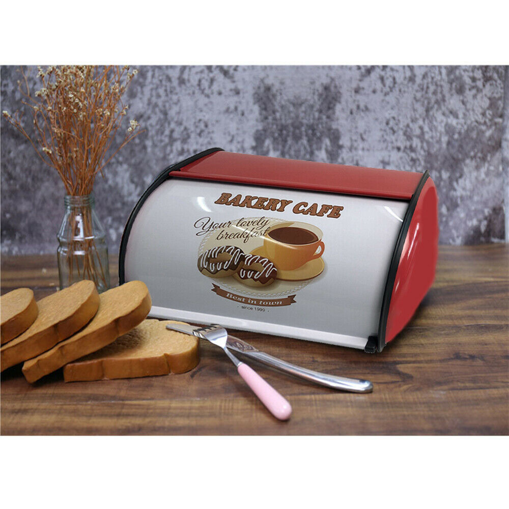 Metal Bread Box Rolltop Design Dry Food Container for The Kitchen 34.5 X 23 X