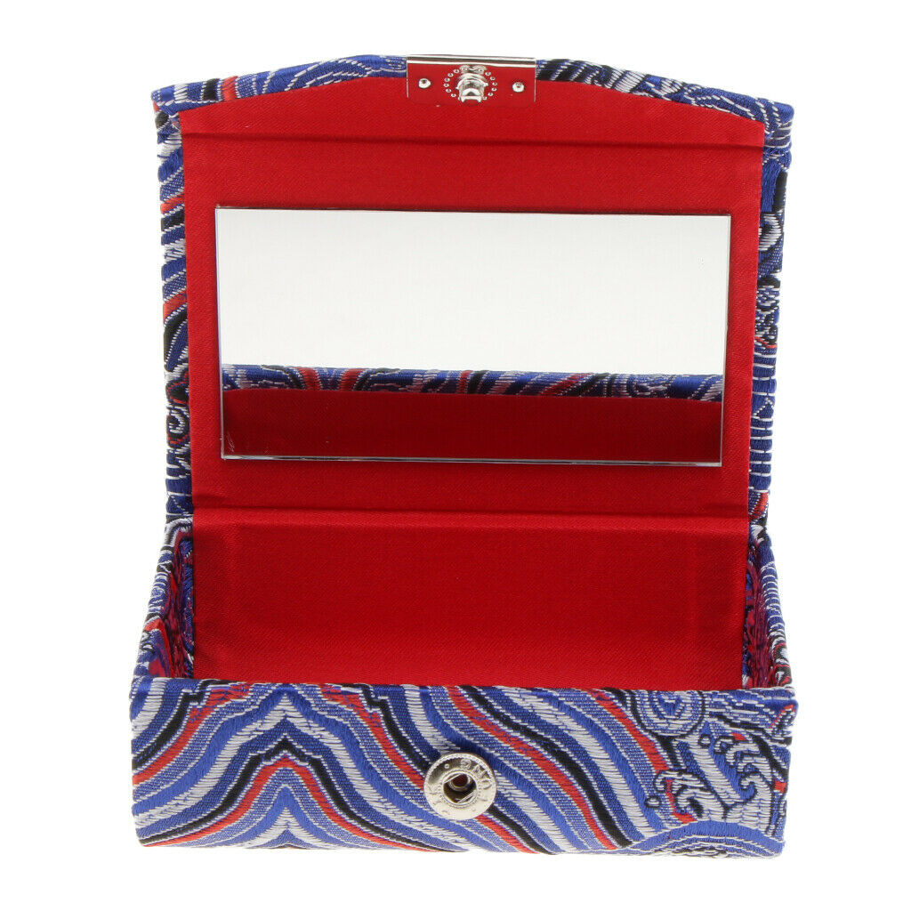 2 Pack Double Lipstick Lip Gloss Case with Mirror Silk Stain Fabric Jewelry