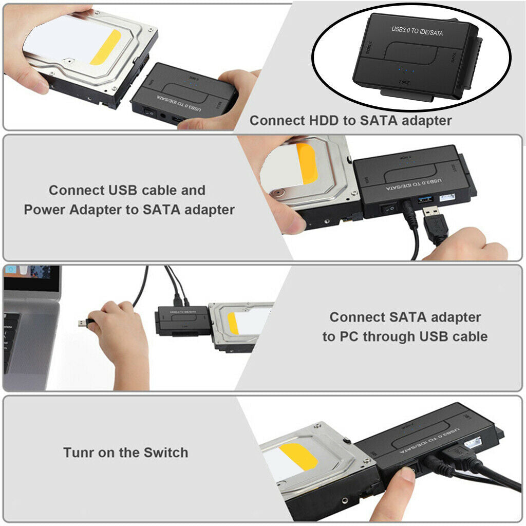 3-In-1 SATA/IDE to USB 3.0 Adapter for 2.5"/3.5" Inch IDE and SATA HDD SSD