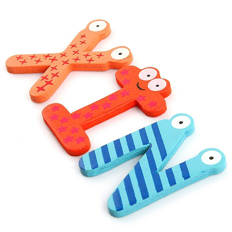26 Letters Kids Wooden Alphabet Fridge Magnet Child Educational T.l8