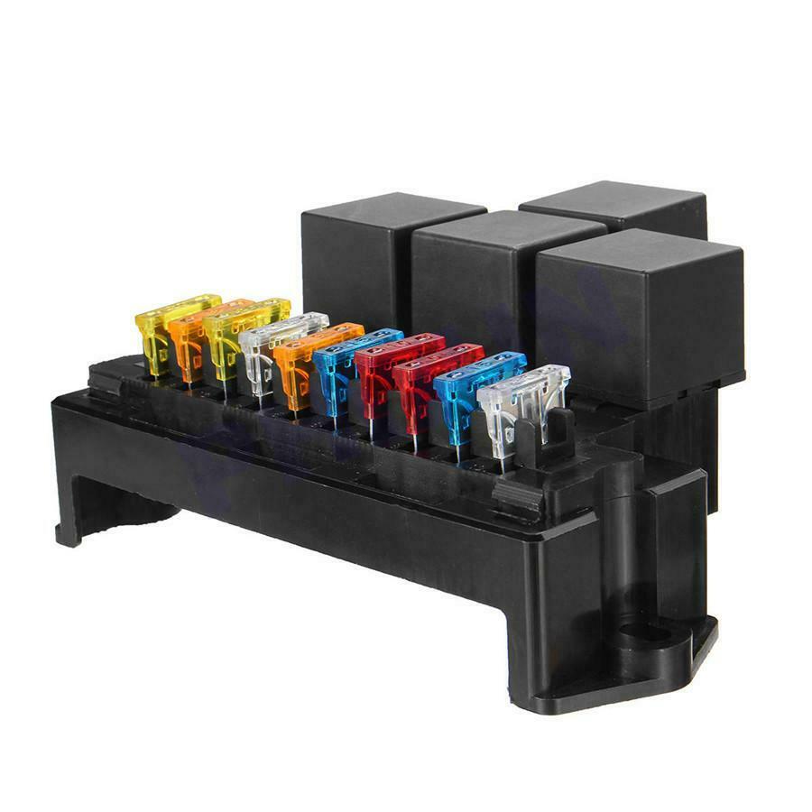 Automotive Blade Fuse Assortment Car Boat 10 Way Circuit Standard Blade Fuse Box