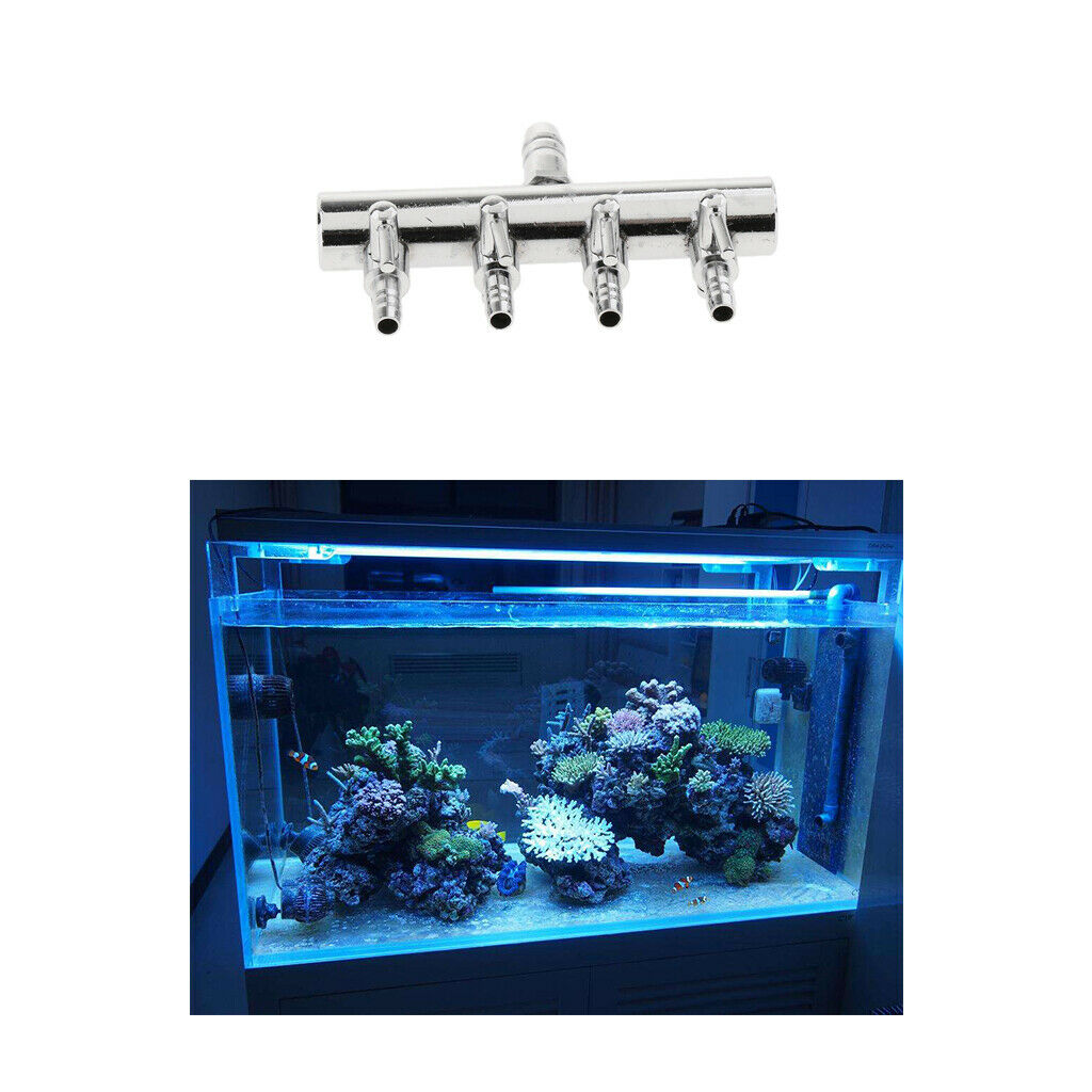 2pcs Stainless Steel Aquarium Fish Tank Air Flow Lever Control Valve 4 Way