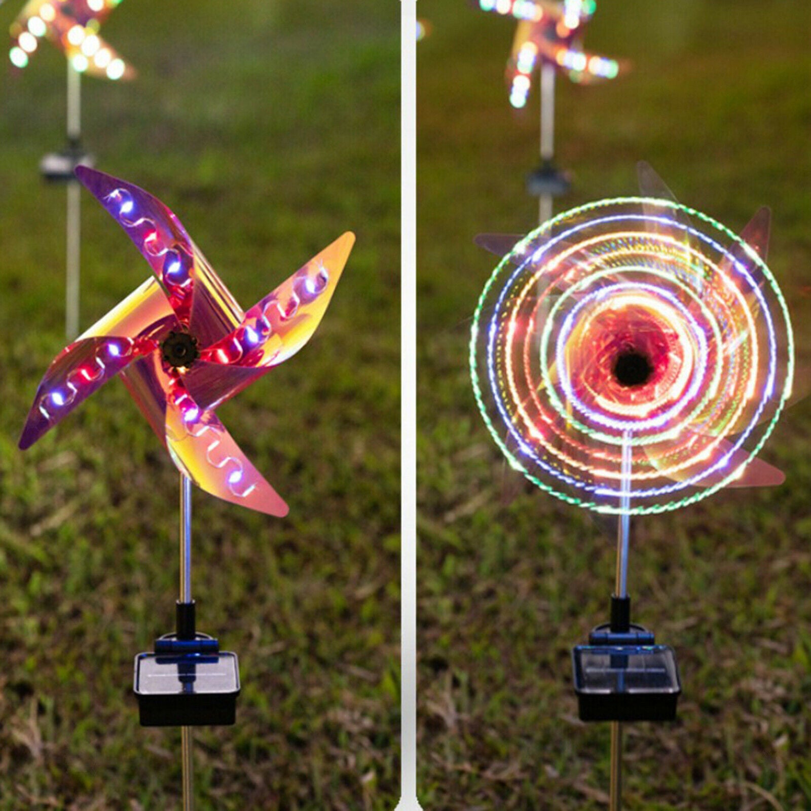Solar Wind Spinner Light Garden Path Outdoor Yard Pinwheels Windmill Decor