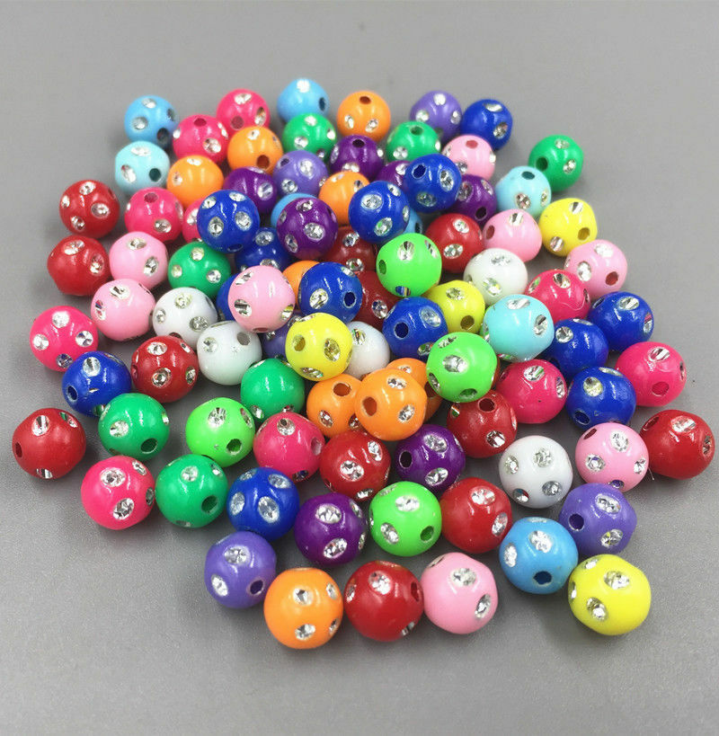 400pcs Mixed color Round Acrylic Loose Beads crafts beads Beaded 8mm
