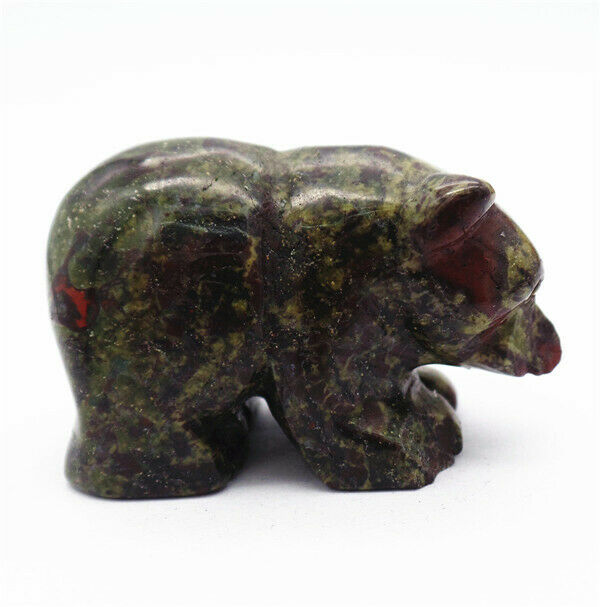 47x28x23mm Natural Dragon Blood Stone Carved Bear Decoration Statue Decor HH7738