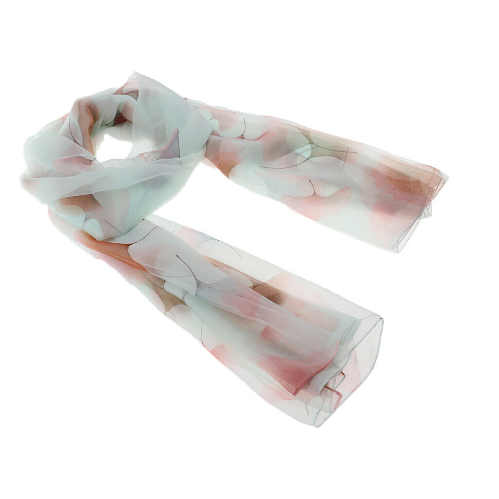 Spring Summer Lightweight Long Scarves Flower Women Shawl Wrap Light Green