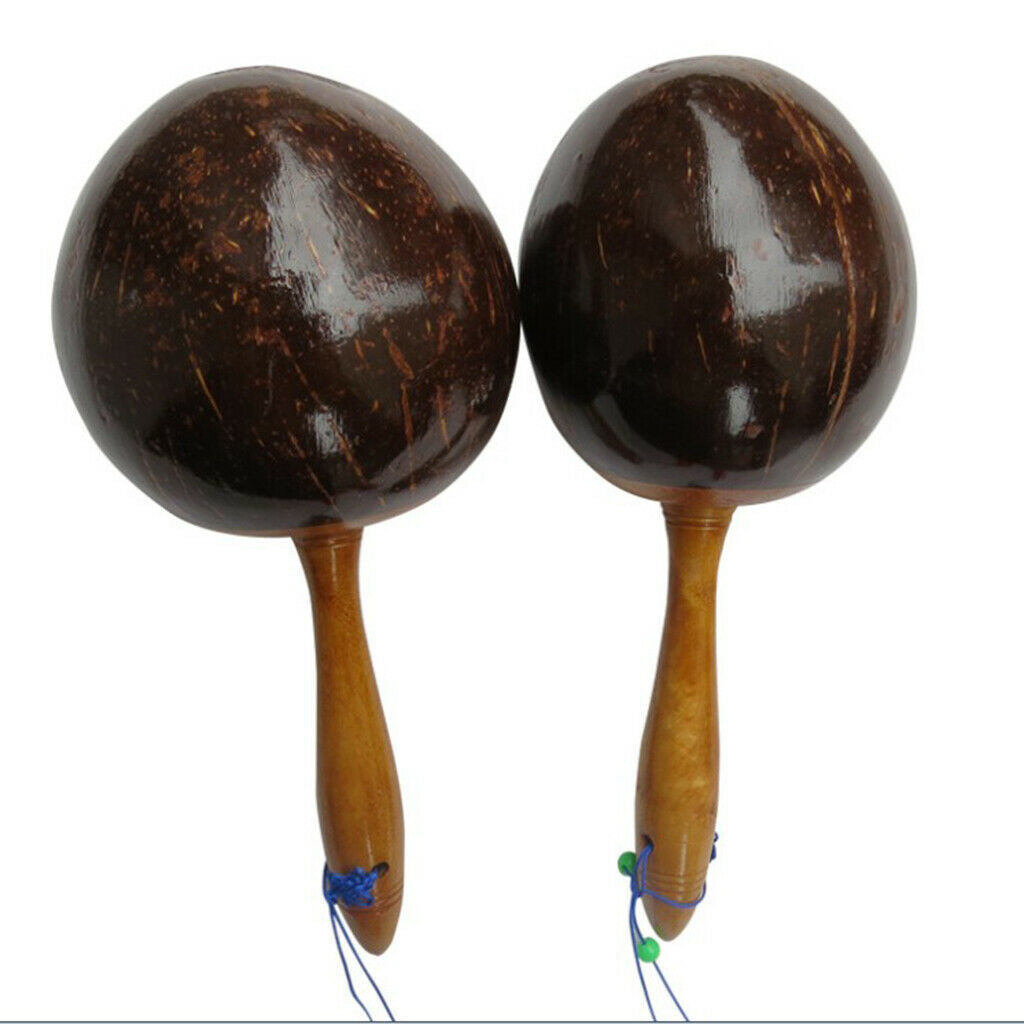 Fun Party Maracas Coconut Shell Wooden Painted Maraca Sand Shaker Hammer Rattle
