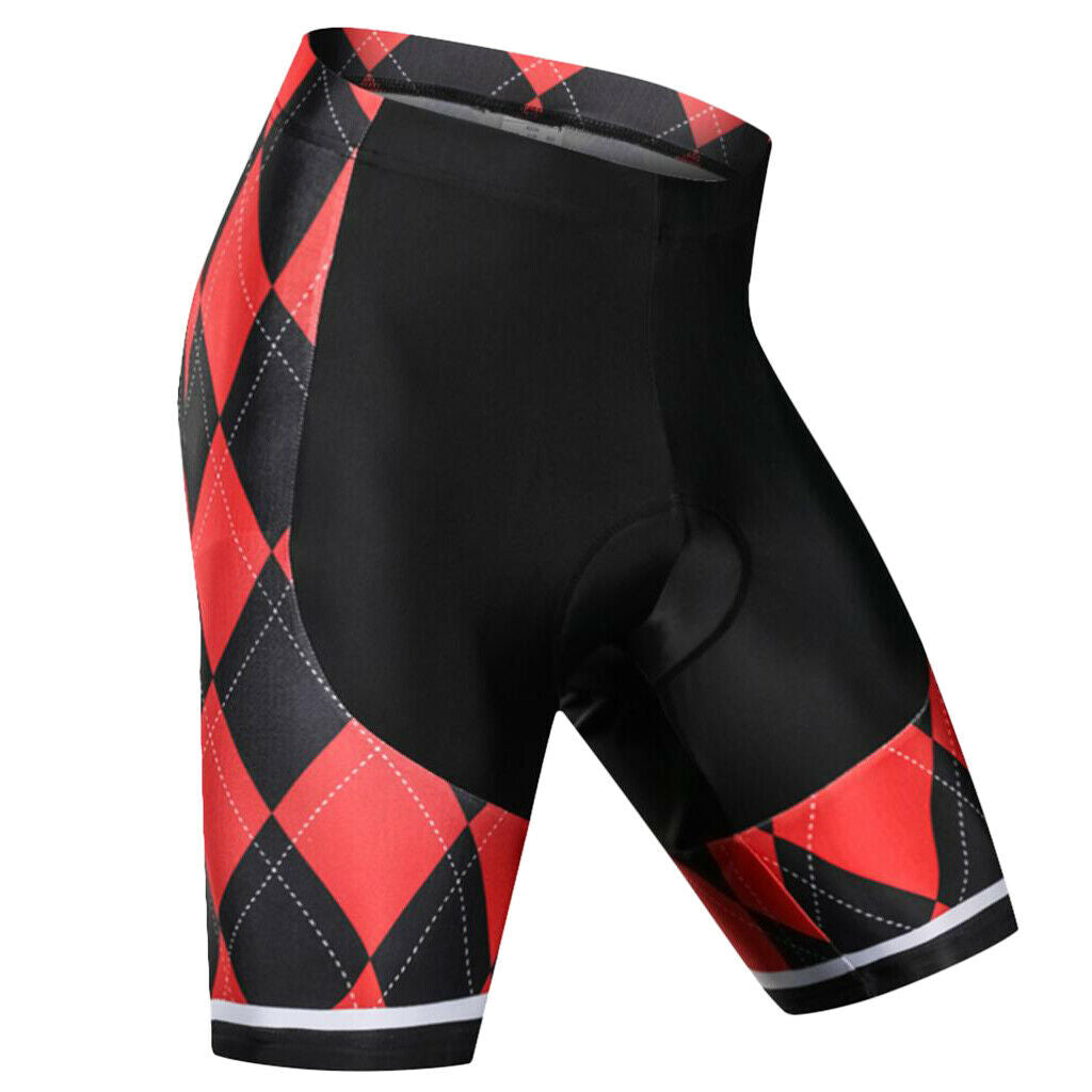 Breathable Comfortable Black and Red Grid Summer Mountain Biking Shorts