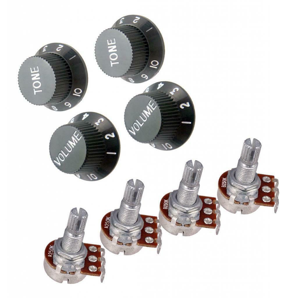 4 Piece Black Speed Control Knobs 2 Volume 2 Tones and 4 Piece Guitar