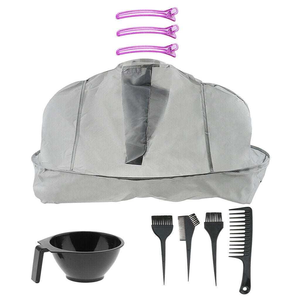 9x Cutting Gown Cloth with Hair Perming Highlight Tint Brush Clips Bowl Set
