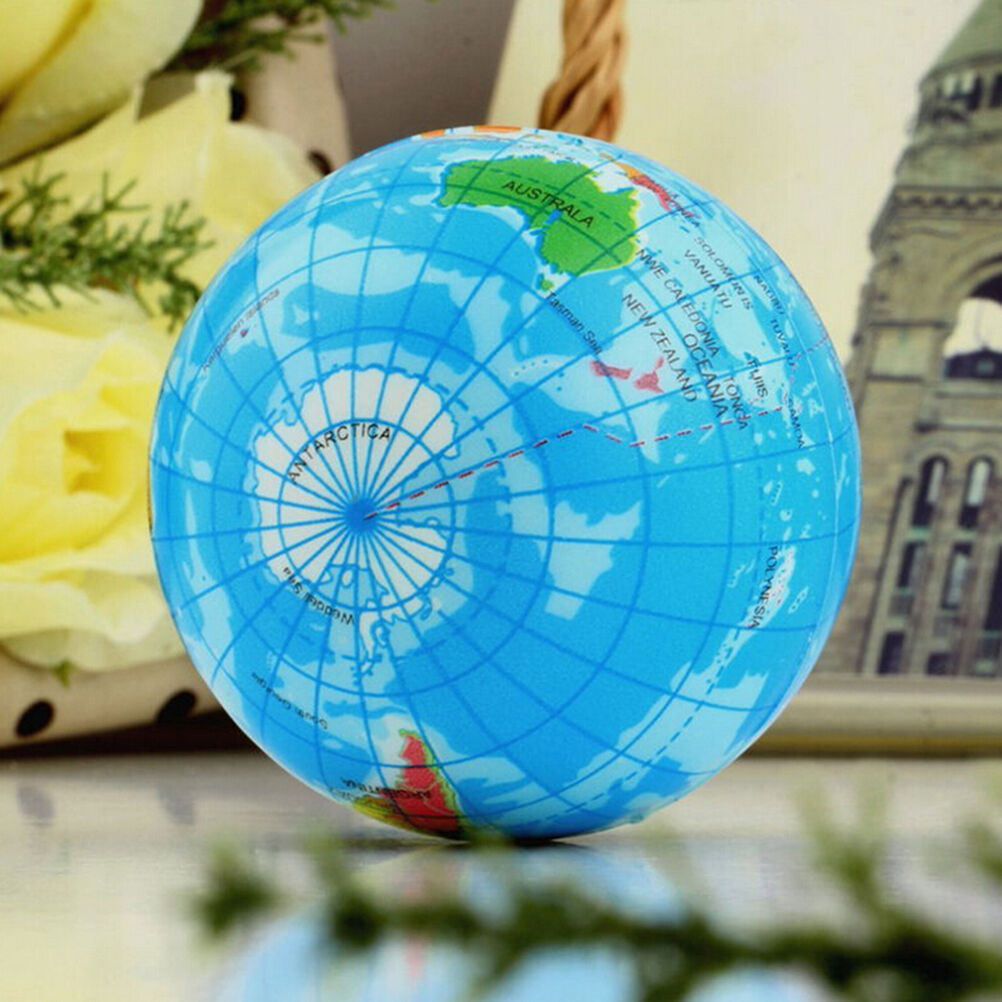 World Map Earth Globe Soft Squeeze Foam Ball Hand Wrist Exercise Stress Re.l8