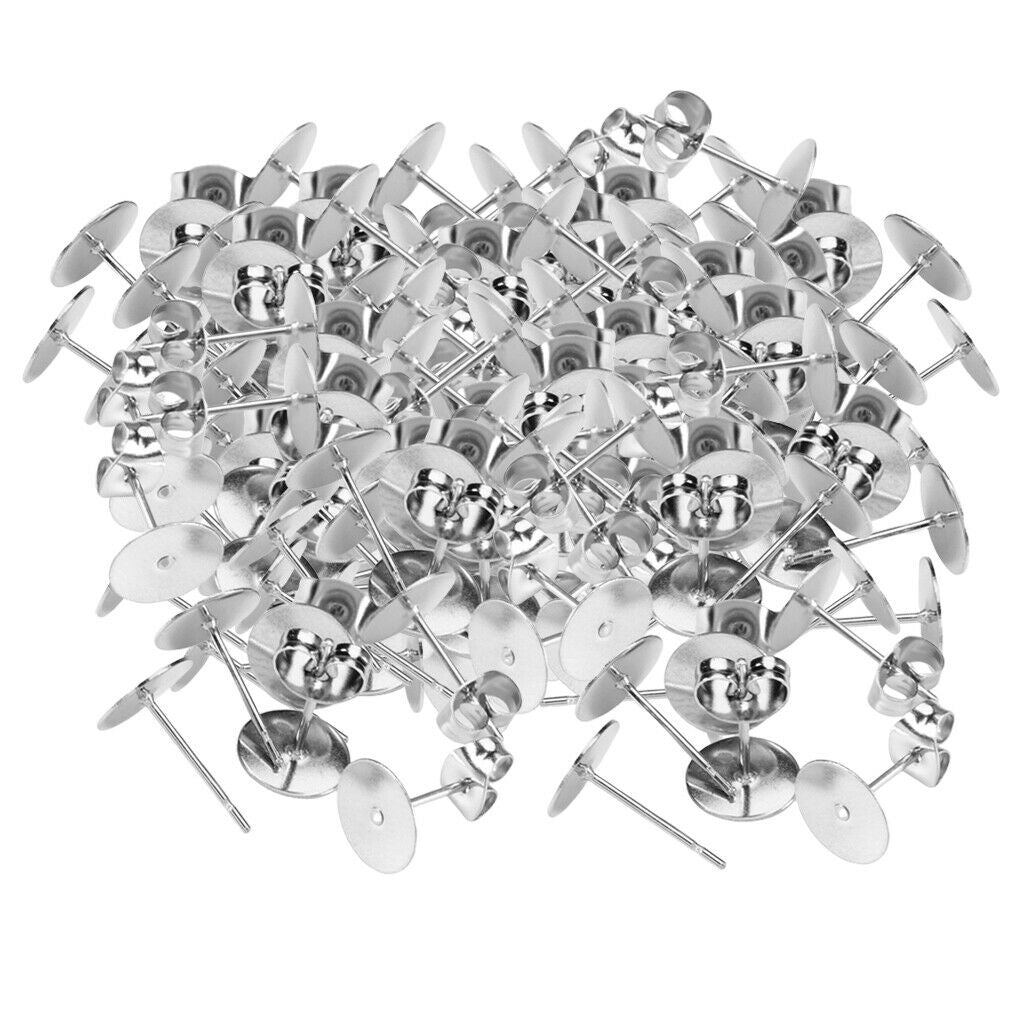 100 Pcs Stainless Steel Blank Earrings Setting for Earrings Accessories