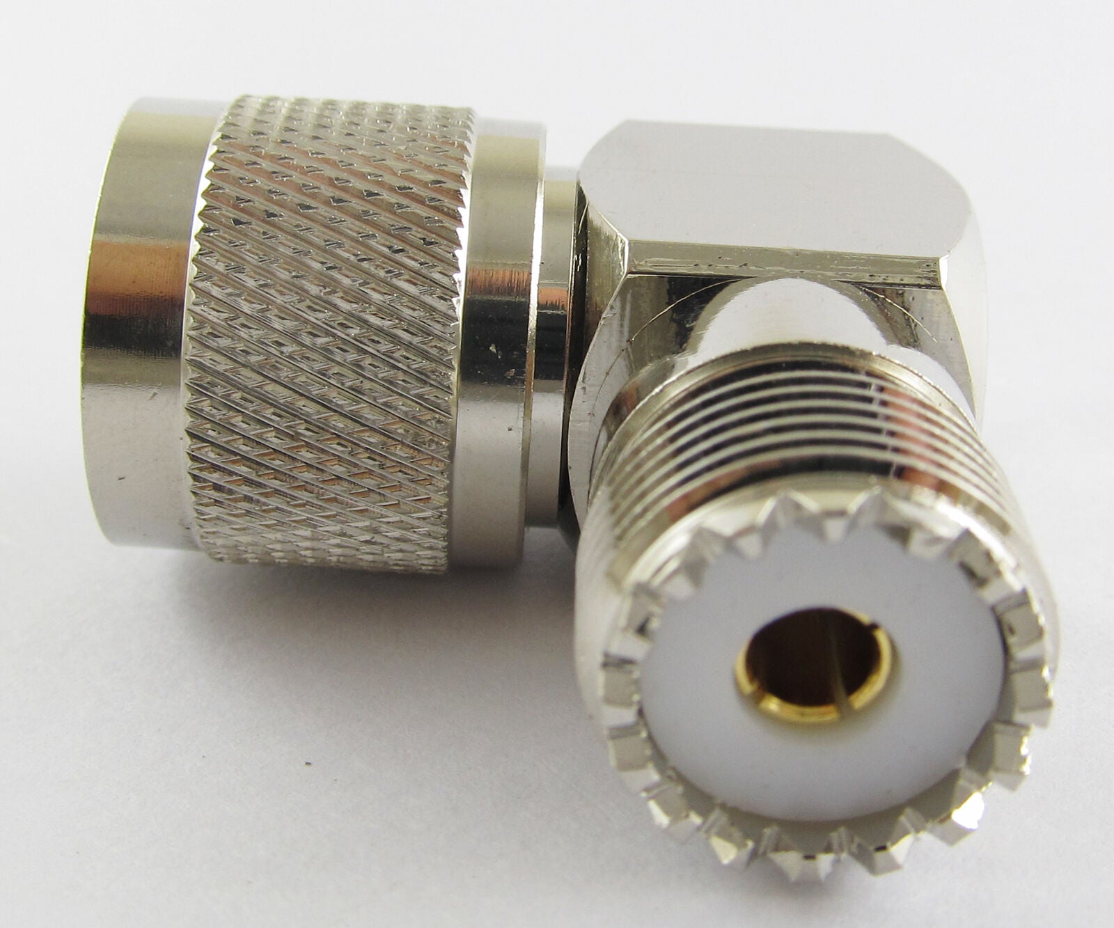 10pcs UHF PL-259 Male to UHF SO-239 Female Right Angle RF Coaxial Adapter Brass