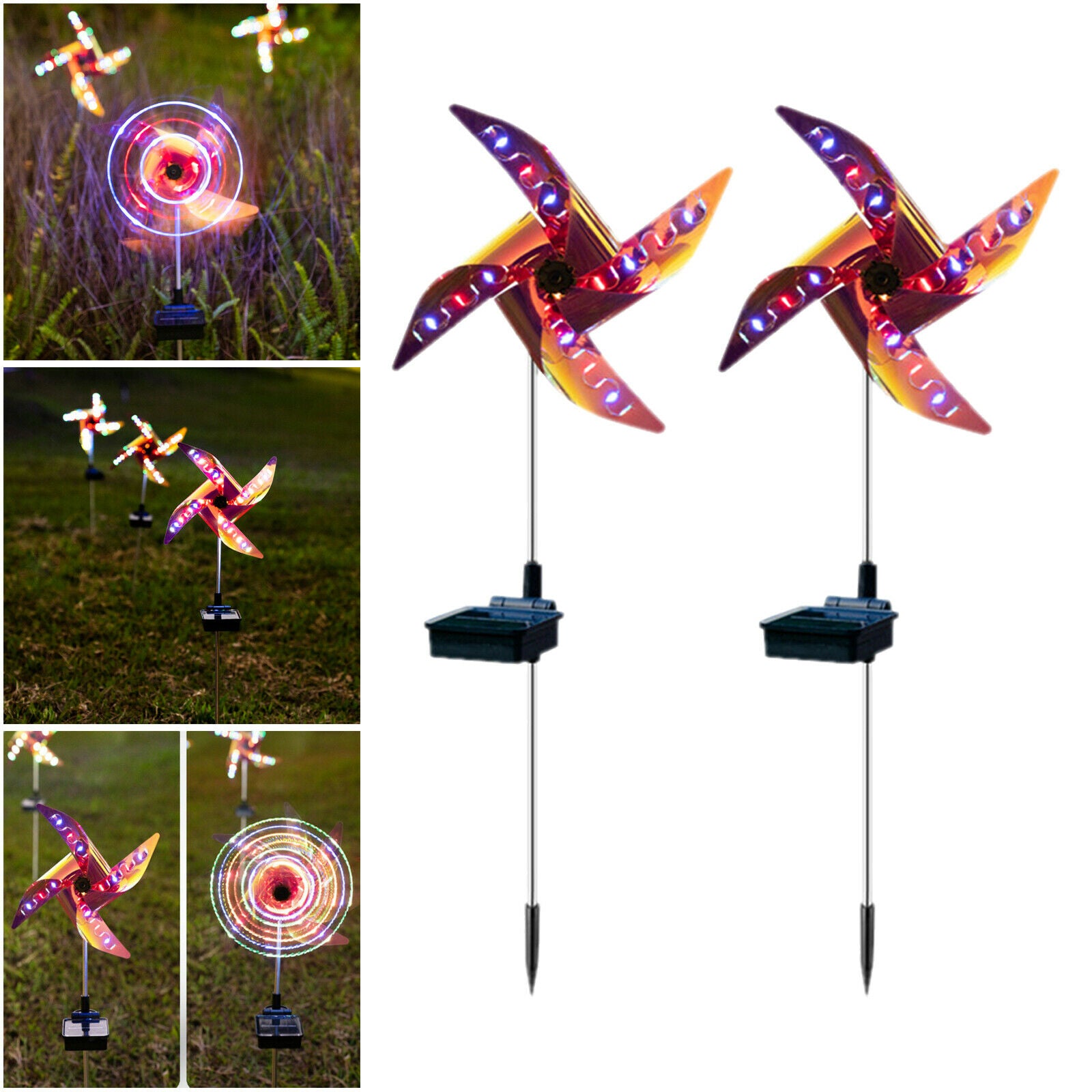 Solar Wind Spinner Light Garden Path Outdoor Yard Pinwheels Windmill Decor